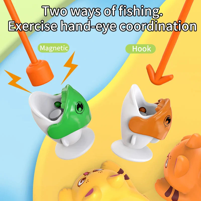 Cute Orange Cat Yellow Cat Fishing Plate Magnetic Fishing Without Battery Parent-child Interaction to Develop Intelligence
