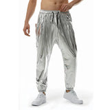 Fashion Shiny Gold Metallic Jogger Sweatpants Hip Hop Casual Pocket Cargo Trousers Disco Dance Party Festival Prom Streetwear