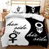 Couple/Lover White Black Luxury Bed Linen 2 People Double Bed Adult Single King Quilt Duvet Cover Queen Comforter Bedding Sets