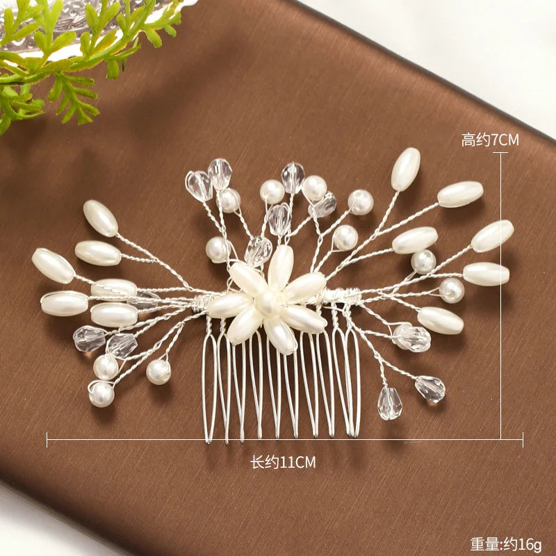 Crystal Pearl Hair Comb Clip Hairpin For Women Bride Party Rhinestone Bridal Wedding Hair Accessories Jewelry Comb Pin Headband