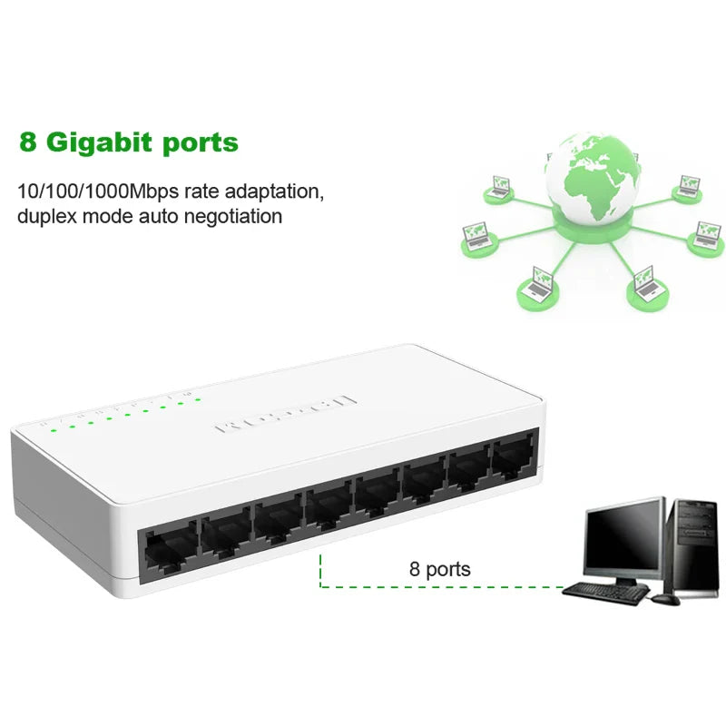 5 8 Port Full 1000Mbps Gigabit Network Switch Ethernet Smart Switcher High Performance RJ45 Hub Internet Splitter