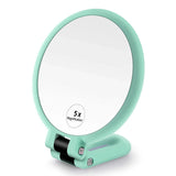 Magnifying Handheld Mirror ,Travel Folding Hand Held Mirror,Double Sided Pedestal Makeup Mirror with 1/2/5/10/15x Magnification