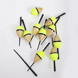 FREE FISHER 10pcs Lighted Fishing Floats Set Collection Cork Buoy Paulownia Wood Floats+ Plastic Stick Kit Buoyancy 2g 8cm Buoy