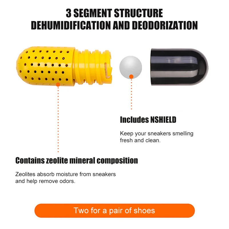 2pcs Shoes Deodorizer Capsules for Sneaker Gym Bag Locker Deodorant Dehumidifier Tool Portable Shoe Freshener Care Accessories