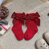 Winter Baby Girls Christmas Long Socks Kids Cotton Big Bow Knee High Sock Woolen Leg Warmers Children Soft Socks For 0-5Years