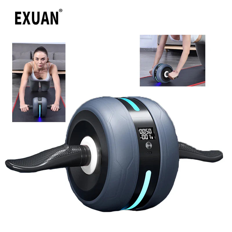 LED Automatic Rebound Ab Roller Intelligent Counting Abdominal Wheel Home Gym Training Exercise Fitness Abs Workout Equipment