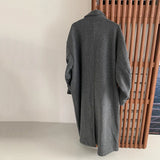 IEFB Korean Style Trend Wool Overcoat Loose Lapel Long Coat Versatile Woolen Knee High Trench Autumn Winter Man Clothing 9C2211