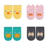 4Pairs/lot Cute Cartoon Non-slip Baby Socks Newborn Toddler Animal Design Kids Boy Girls Socks 0-4 Years