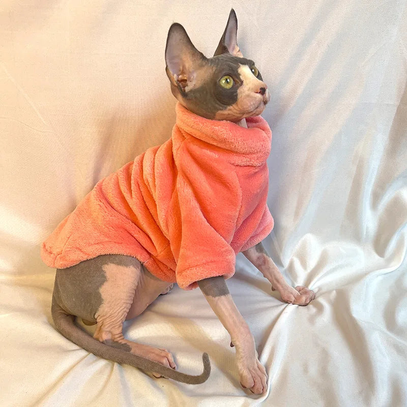 Winter Comfortable Sphynx Cat Clothes Cat Hoodie Coat for Pet Clothing Cute Apparel Hairless Cat Shirt Pet Supplier