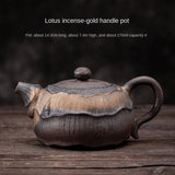 Gilded Iron Glaze Lotus Fragrance Pot Pu'er Tea Maker Mug Teapot Clay Coffeeware Teaware Puer Tea Cup Set Yixing Clay Kettle Bar