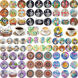 8Pcs DIY Diamonds Painting Coaster Animal Flower Non-slip Anime Art Mosaic Cup Cushion with Rack Rhinestones Paintings Decor