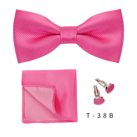 Bowtie Set 3pcs Solid Color Bow Tie For Men Pocket Square Shirts Cufflinks Neck Butterfly Suit For Business Wedding Decorate tie