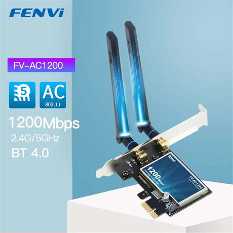 FENVI 1200Mbps Wireless WiFi Card PCIE Adapter FV-AC1200 Dual Band 2.4Ghz/5Ghz 802.11AC For Bluetooth4.0 WiFi Adapter Win7/10/11