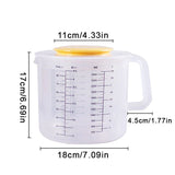 1Pc 2.5L Large Capacity Baking Measuring Cup Scale Kitchen Mixing Bowl with Lid Transparent Plastic for Home Tools