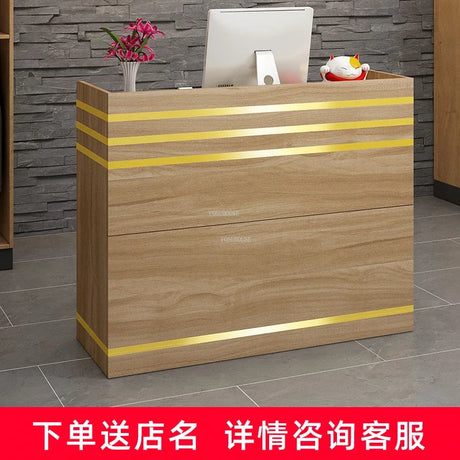 European Curved Reception Desks for Small Shop Front Desk Reception Counter Cash Register Barber Shop Clothing Store Bar Counter