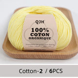 QJH 100% Cotton Yarn, Cotton Baby Sport Weight Yarn, Amigurumi Yarn, Summer Soft Yarn, Crochet/Knitting Yarn - 6 Pcs