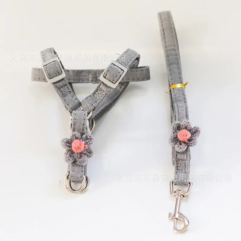 Dog Harness with 1.2m Traction Leash Adjustable Collars Harness for Dogs Collar Traction Rope For Puppy Teddy  Pet Accessories