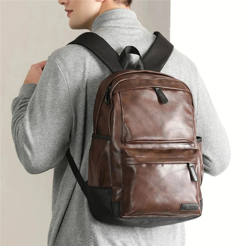 Luxury Soft Leather Men High Capacity Travel Backpack Male Business Laptop Fashion School Bag