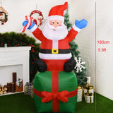 Christmas Inflatable Decoration Santa Claus Snowman Hot Air Balloon LED Lighted Snowing Inflatable Toy New Year Xmas Party Decor