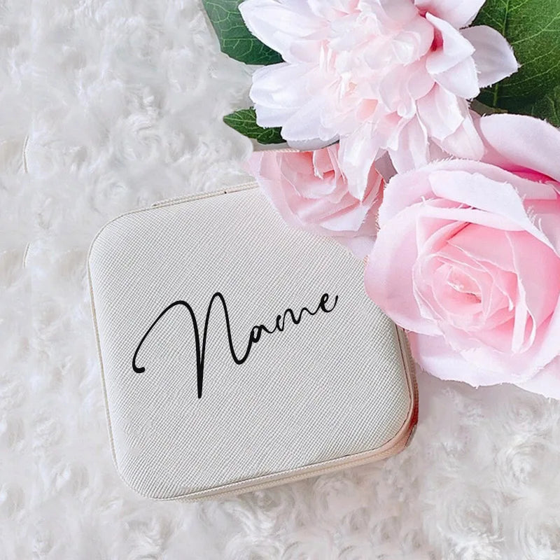 Personalised Jewellery Box Girls Travel Jewelry Case with Name Customized Gift for Birthdays Bridesmaids Valentine Wedding Gifts