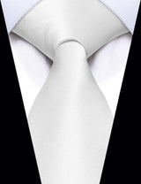 Luxury White Solid Necktie for Man Accessories Classic Slim Silk Men's Tie Pocket Square Clip for Wedding Daily Wearing Gifts