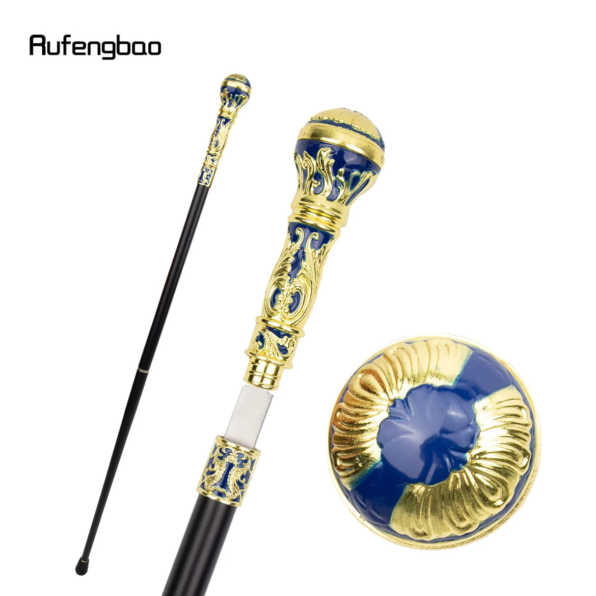 Colorful Luxury Round Handle Walking Stick with Hidden Plate Self Defense Fashion Cane Plate Cosplay Crosier Stick 93cm