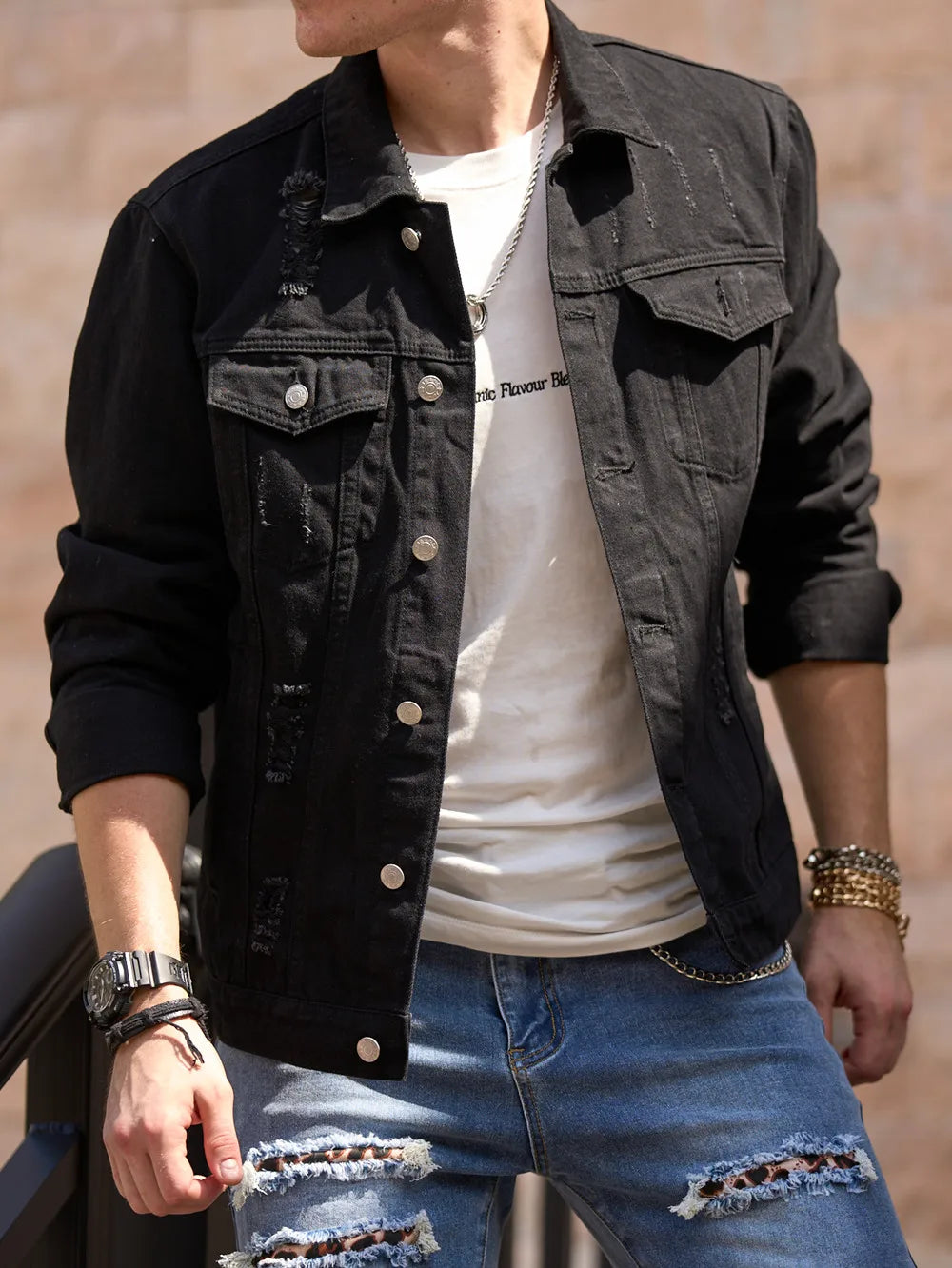 2023 Men Streetwear Fashion Slim Denim Jacket High quality Male Simple solid Casual Jacket Coat