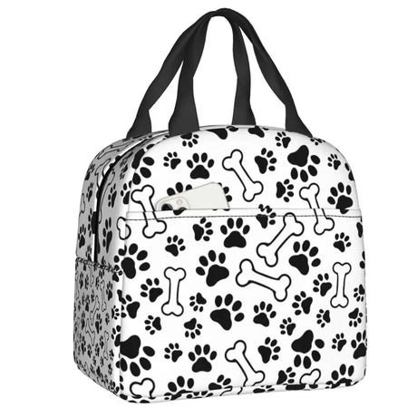 Cute Animal Pet Dog Paw Pattern Lunch Bag Thermal Cooler Insulated Lunch Box for Student School Work Picnic Food Tote Bags