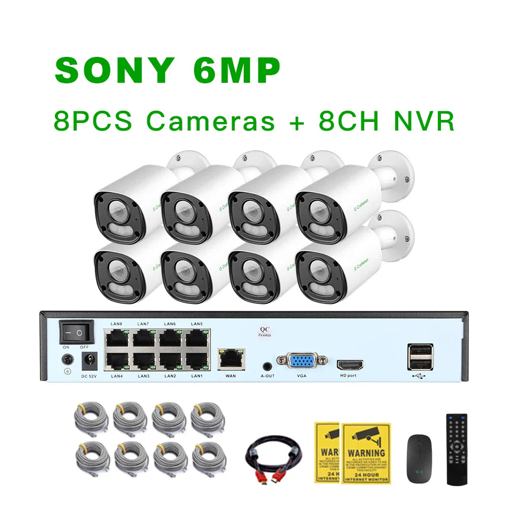 XMeye SONY 6MP POE IP Camera System KIT Face Person Detection Onvif CCTV Video Surveillance Security AI