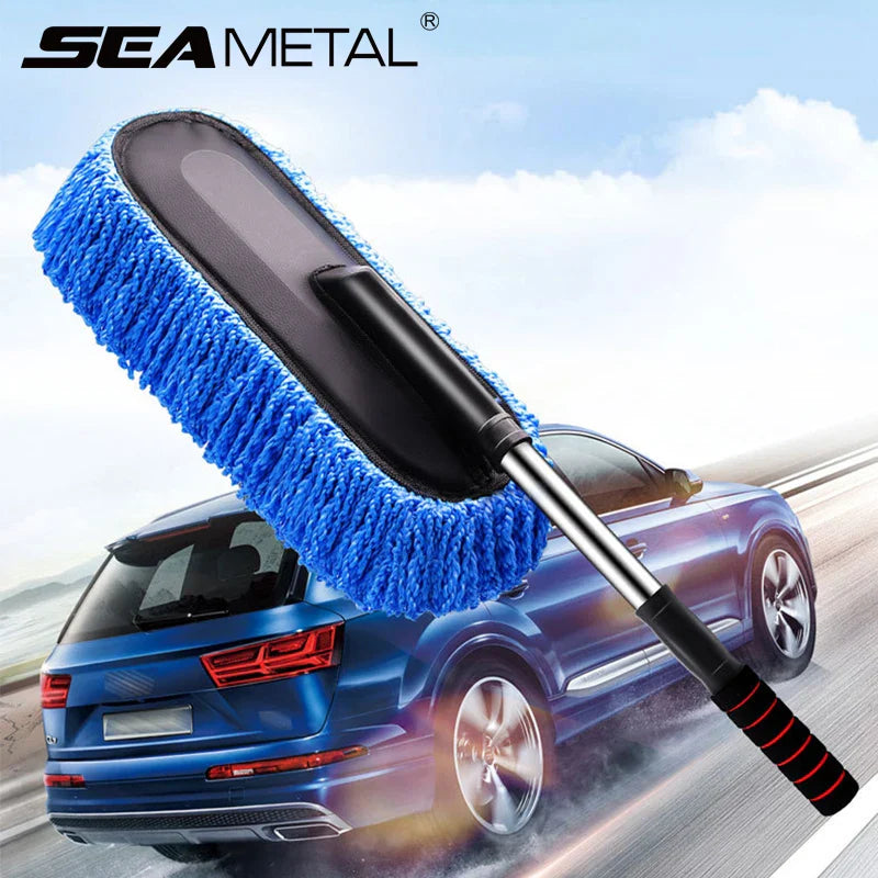 SEAMETAL Superfine Fiber Car Duster Suit Retractable Microfiber Car Dust Mop Home Cleaning Dust Removal Brushes Towels Kits