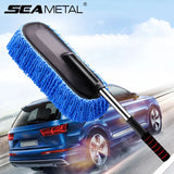 SEAMETAL Superfine Fiber Car Duster Suit Retractable Microfiber Car Dust Mop Home Cleaning Dust Removal Brushes Towels Kits