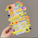 14Pcs/Set Cartoon Butterfly Rainbow Hairpin For Kids Girls Cute Sunflower Headwear Fragmented Hair Clip BB Clip Accessories Gift