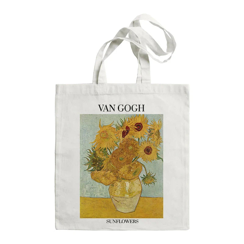 Van Gogh Painting Women Canvas Shoulder Bag High Capacity Tote Bag Aesthetics Shopping Bags Cotton Handbags Books Bag For Girls