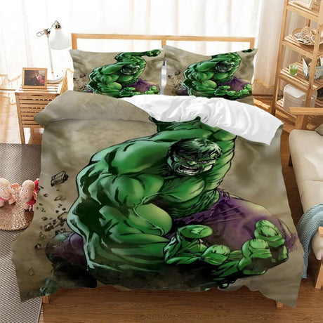 Disney Hulk Cartoon 3D Bedding Sets Boy Avenger Alliance Character  Duvet Cover Sets Pillow Case Single Twin Queen Size