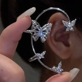 Fashion Sparkling Long Tassel Crystal Stars Ear Clip Earrings Without Piercing For Women Exquisite Light Luxury Wedding Jewelry