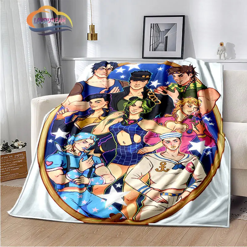 Anime JoJo's Bizarre Adventure Stone Ocean flannel Blanket Throw blanket Warm Sofa bed  children and girls Gift s