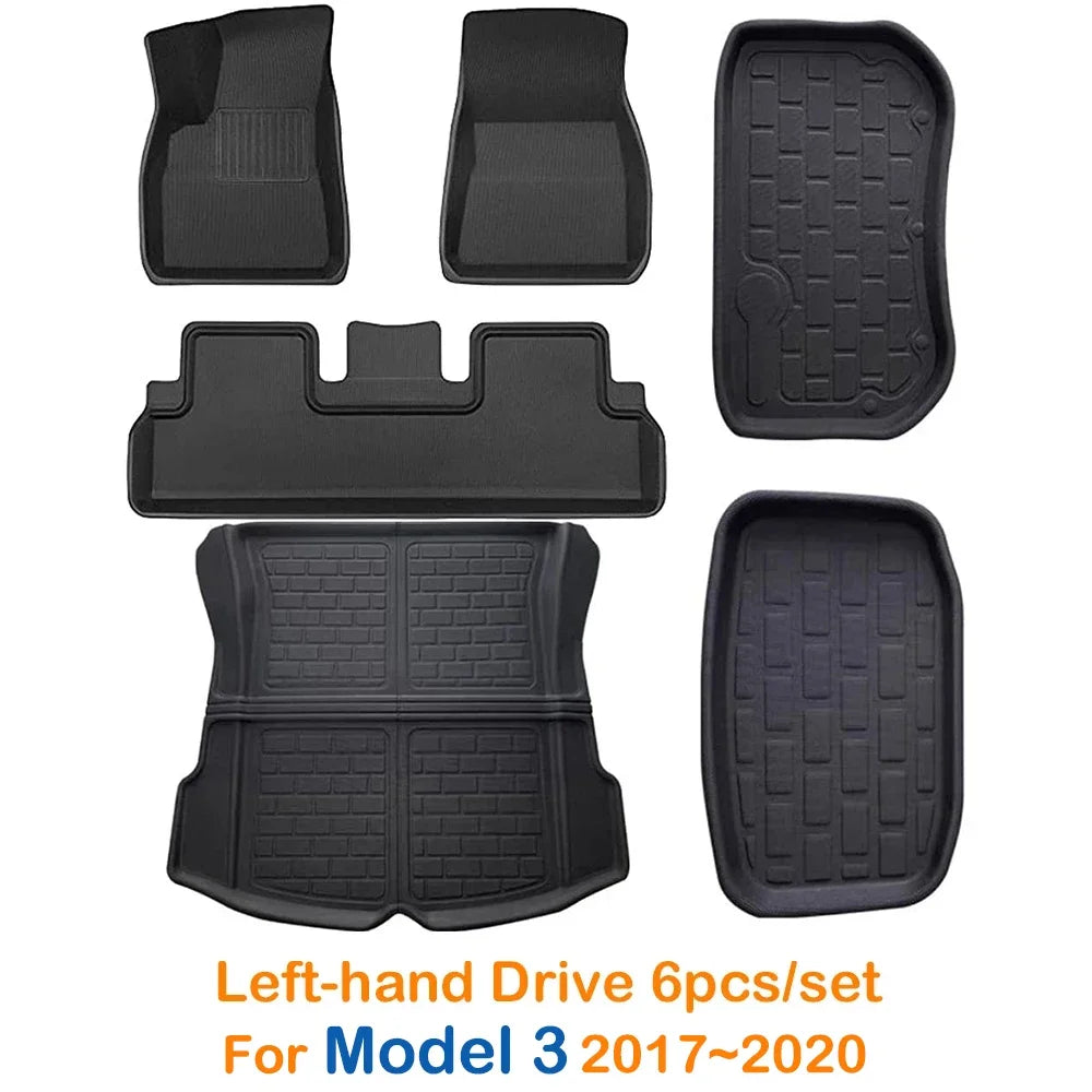 2024 3D Left Right Hand Driving All-Weather Floor Mats Trunk Mat Car Floor Liners For Tesla Model 3 Model Y 2019 - 2023