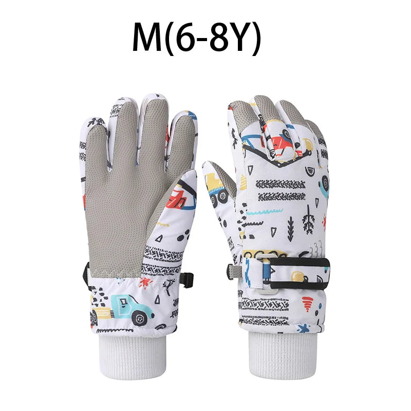 Fashion Children Ski Gloves Waterproof Kids Mittens for Girls Boys Accessories Antiskid Thicken Snow Sports Child Gloves 4-12Y