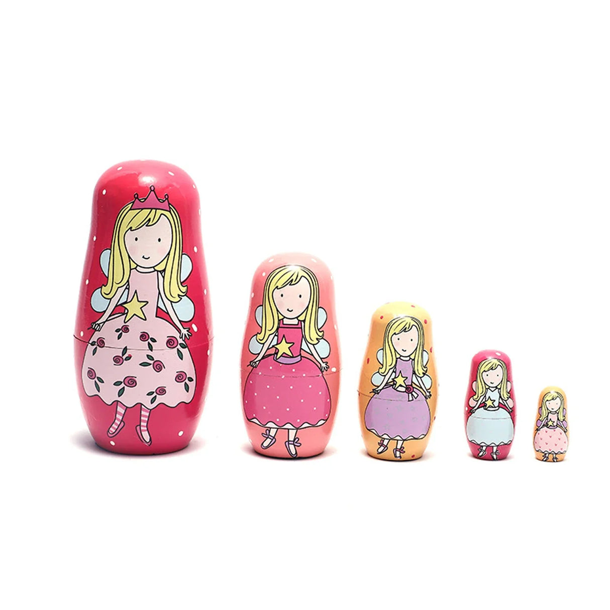 5PCS Matryoshka Dolls Nesting Dolls Cute Wood Russian Montessori Nesting Doll DIY Paint Skill Training Children Christmas Gift