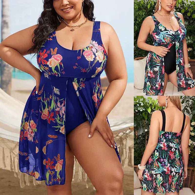 Women Floral Plus Size Bikini Printed Sexy Swimwears High Waist Loose Fashion Female Swimsuit Party Beach Spring Summer