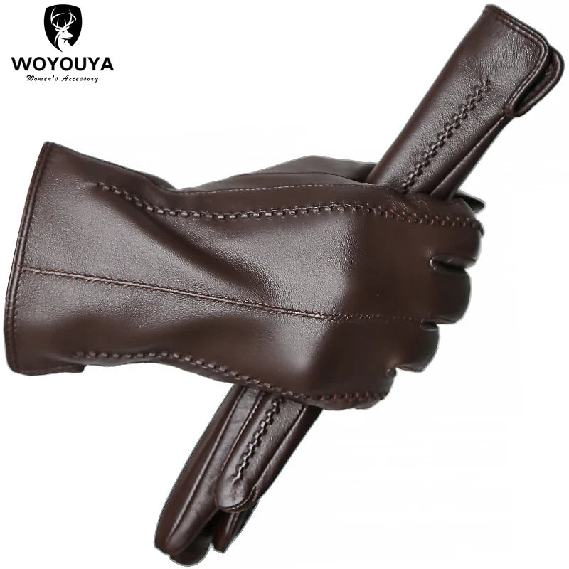 Touch Screen leather gloves,high-end leather gloves women,Genuine Leather winter gloves,Keep warm women's leather gloves-2226