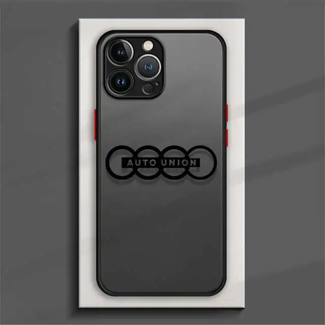 Audi-Logo-R8 Armor Matte Phone Case For iPhone 15 14 13 12 Mini 11 Pro XR X XS MAX ８７６6S Plus Funda Bumper Shockproof Cover