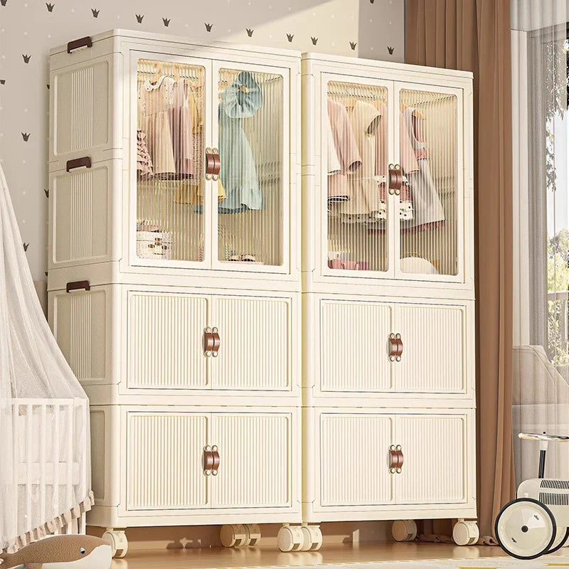 Baby clothes storage cabinet Free installation of baby wardrobe Children's small wardrobe sorting plastic household snack locker