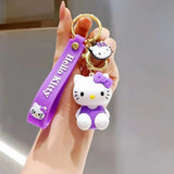 Kawaii Sanrio Hello Kitty Keychain Cartoon Doll Cute Kitty Pvc Key Chain Soft Rubber Car Key Ring Women Bag Pendant Girl Gift