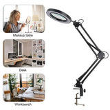 HD30 10X LED Magnifying Magnifier Illuminated Magnifier Lamp 3 Color LED Magnifying Glass for Welding/Table Lamp/Skincare Beauty