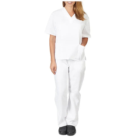 Solid High Quality New Scrub Uniforms Suit Beauty Pet Shop Uniforms Salon Womens Scrub Set Work Wear Scrub Suit Tops + Pants