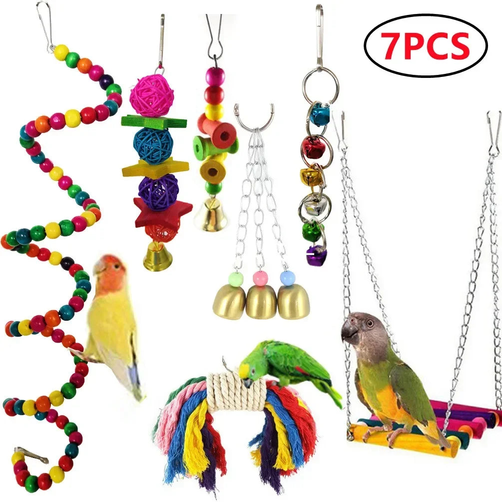 Toys Standing Bell Swing Toy Parrot Bird Combination For Accessories Bite Articles Ball Pet Training