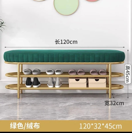 Nordic Shoe Bench Soft Cushion Multifunctional Shoe Rack Metal Frame Home Furniture Hallway Shoe Rack Bench