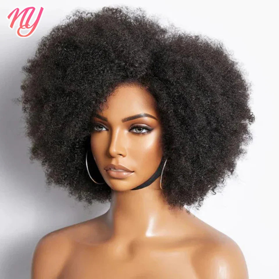 Afro Kinky Curly Lace Front Wig Brazilian Remy Human Hair HD Lace Natural Hairline 13X4X2 Glueless Afro Short Bob Human Hair Wig