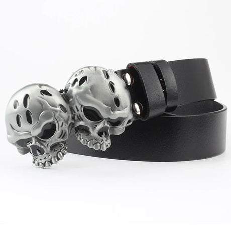 Fashion Hip Hop Style Belt Death's Head Skull Buckle Cowskin Leather Belt Crossbones Skeleton Reggae Heavy Metal Rock Decorative